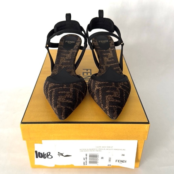 Fendi Colbi 55MM FF Logo Slingback Kitten Heel  Pumps NIB $995 EU36 - Picture 6 of 16